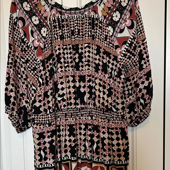 Westbound Black, Pink & Brown Geometric Midi Dress - Picture 6 of 10